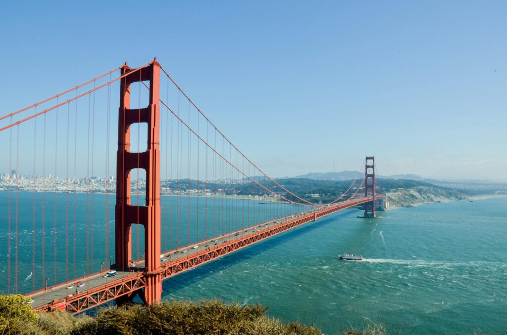 Golden Gate Bridge, San Francisco Bay en Enero